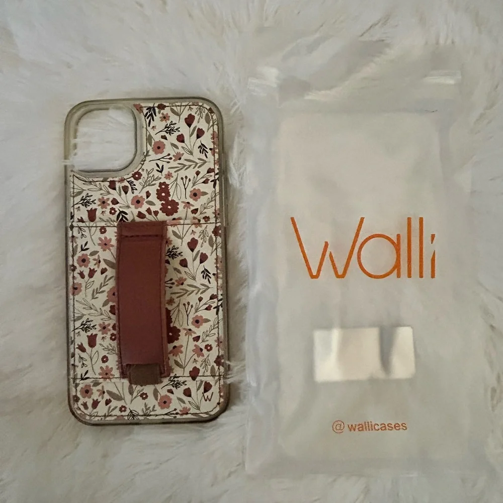 Walli Case Floral Phone Case with Stand - Brown and Cream for iPhone 14 Plus
